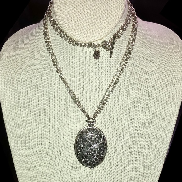 LOIS HILL Sterling Silver Quadruple Strand Double Sided Locket Toggle Necklace - Picture 16 of 17